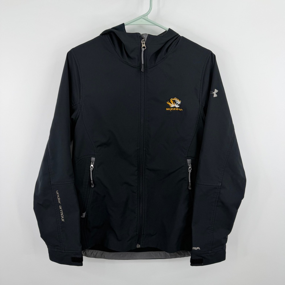 Under Armour Mizzou Jacket Mens‎ MD Black Missouri Tigers Softshell Hooded